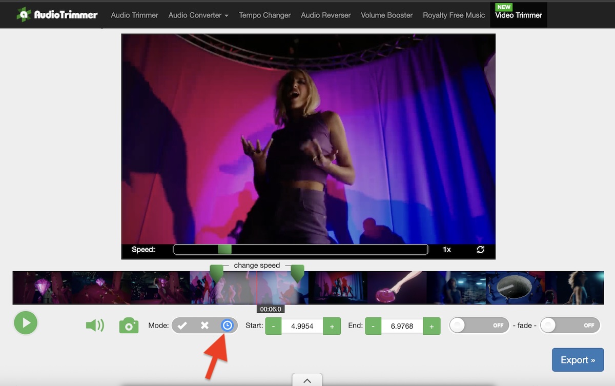 Switch to the Change Speed mode