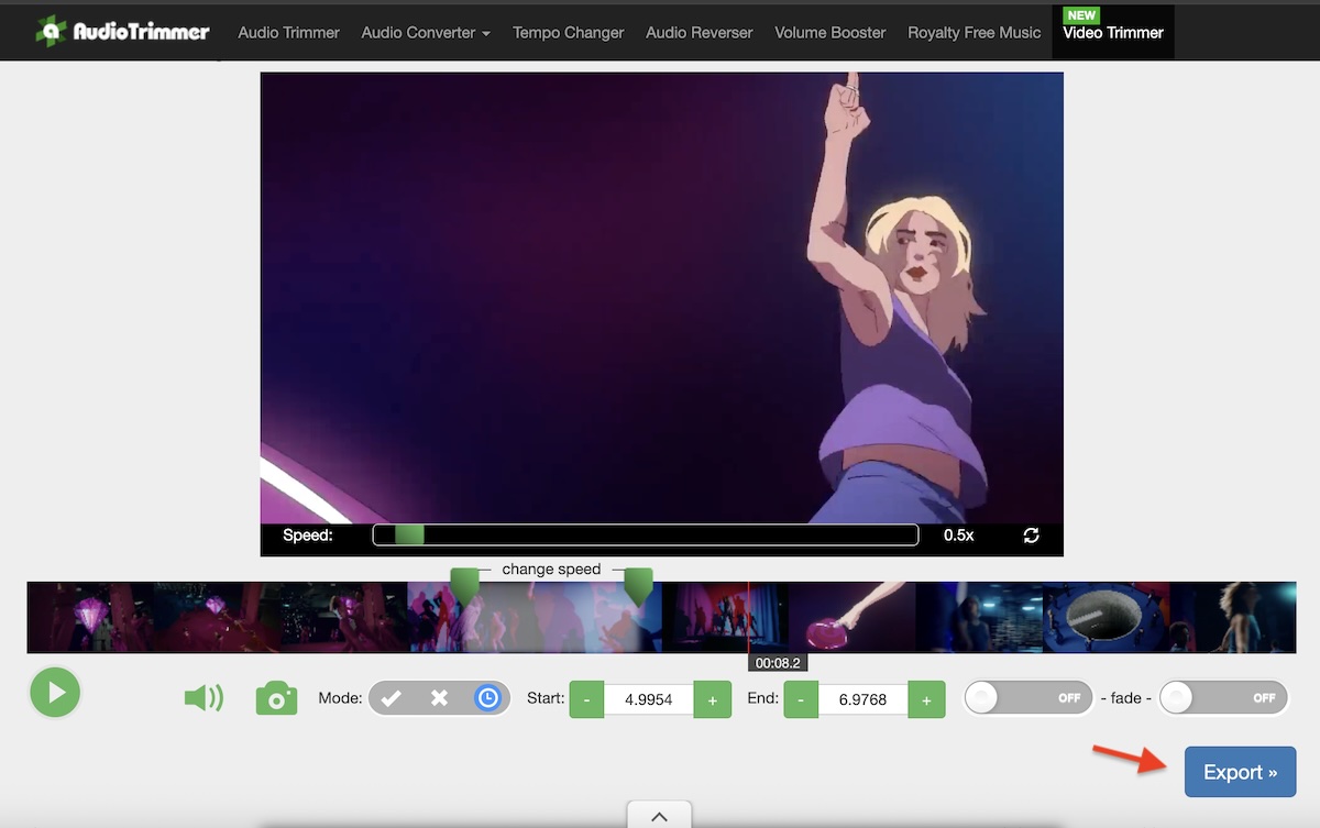 Export your video with varispeed effect